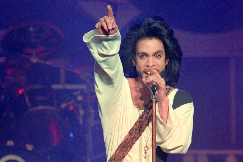Prince performing during his concert at the Parc des Princes stadium in Paris on June 16, 1990BERTRAND GUAY/AFP/Getty Images